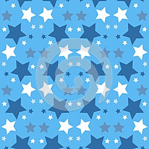 Blue starry sky seamless pattern, background with star for textile