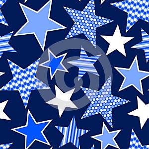 Blue stars and stripes seamless pattern