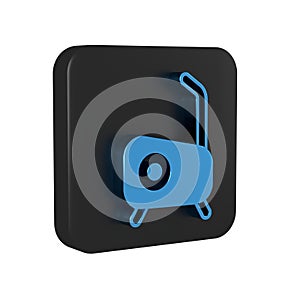 Blue Stationary bicycle icon isolated on transparent background. Exercise bike. Black square button.