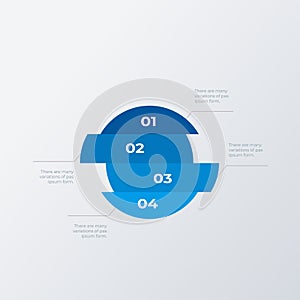 Blue statistical infographic template design. Business concept infograph with 4 options, steps or processes. Vector visualization