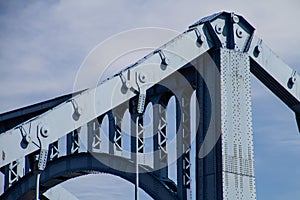 Blue steel bridge beams and bolts