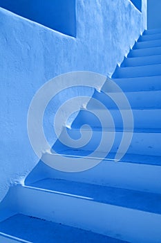 Blue steps outdoors