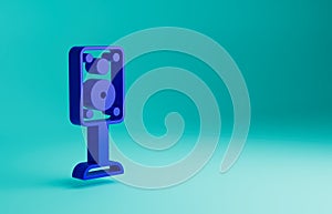 Blue Stereo speaker icon isolated on blue background. Sound system speakers. Music icon. Musical column speaker bass