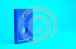 Blue Stereo speaker icon isolated on blue background. Sound system speakers. Music icon. Musical column speaker bass equipment.