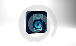 Blue Stereo speaker icon isolated on grey background. Sound system speakers. Music icon. Musical column speaker bass