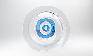 Blue Stereo speaker icon isolated on grey background. Sound system speakers. Music icon. Musical column speaker bass