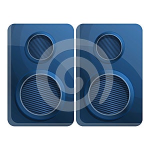 Blue stereo speakers icon, cartoon style