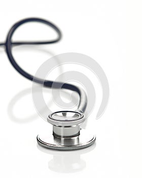 Blue stethoscope isolated in white