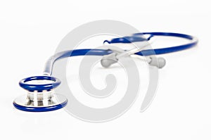 Blue stethoscope isolated on white