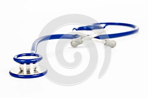 Blue stethoscope isolated on white