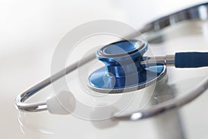 Blue stethoscope isolated on a white backgroud