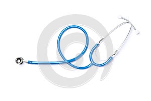 Blue stethoscope isolated on white background