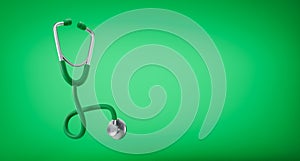 Blue stethoscope over green background
