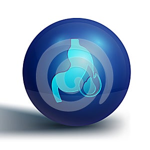 Blue Stomach heartburn icon isolated on white background. Stomach burn. Gastritis and acid reflux, indigestion and