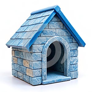 Blue stone doghouse isolated