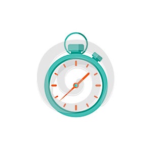 Blue stopwatch flat icon isolated on white. Fast time stop watch