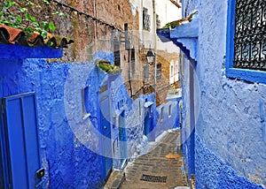 Blue street in Chefchaouen old town