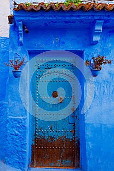 Blue street and door of Chefchaouen