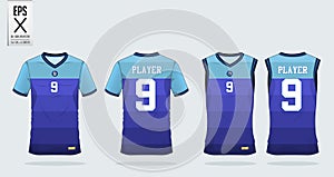 Blue stripe Pattern t-shirt sport design template for soccer jersey, football kit and tank top for basketball jersey.