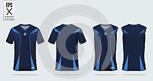 Blue stripe Pattern t-shirt sport design template for soccer jersey, football kit and tank top for basketball jersey.