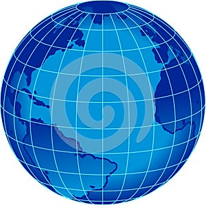 Blue stripe word globe