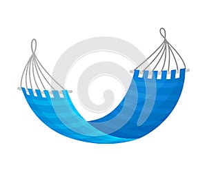 Blue striped hammock. Vector illustration on white background.