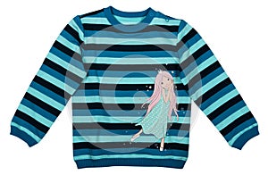 blue striped sweater with animation for a little girl
