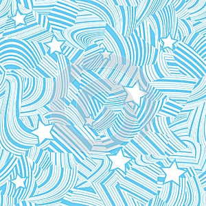 Blue stripes and stars (seamless vector wallpaper)