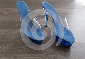 Blue stripper shoes high heels