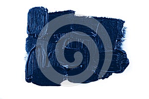 Blue stroke of the paint brush isolated on white.