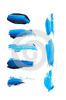 blue strokes of paint isolated on white background