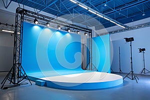 Blue studio room with limbo light backdrop