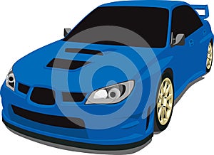 Blue Subaru Rally Car