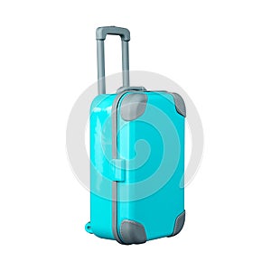 Blue suitcase. Side view. Isolated on a white background. Trips. Design