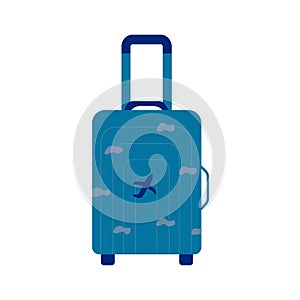 Blue suitcase for travel colorful illustration cartoon