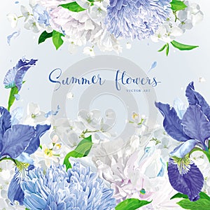 Blue summer flowers background