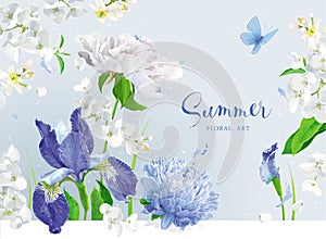 Blue summer flowers bouquet