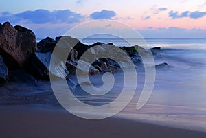 Blue sunrise near the seawall