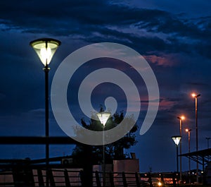 Blue Sunset on the banks of the river in the Costanera de AsunciÃ³n