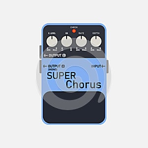 Blue Super chorus guitar stomp box effect.