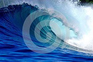 Blue surfing wave