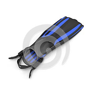 Blue swim fins on white. 3D Illustration