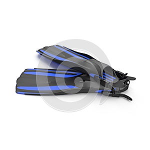 Blue swim fins on white. 3D Illustration