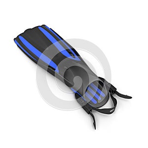 Blue swim fins on white. 3D Illustration