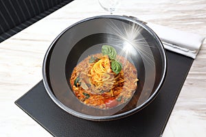 Blue Swimmer Crab Tagliolini, American Style Luxury Restuarant photo
