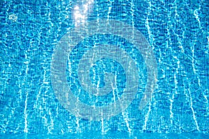 Blue swimming pool rippled water detail