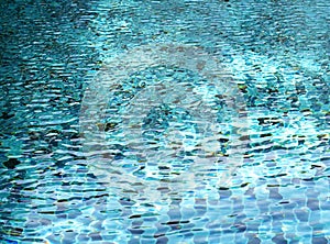 Blue swimming pool rippled water detail