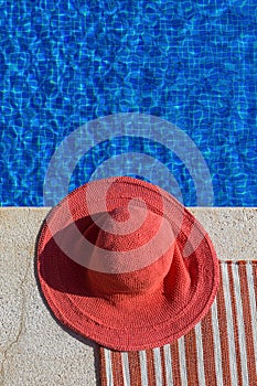 Blue swimming pool water rippled detail