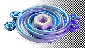 Blue swirl with lines pattern, abstract 3D design element, modern texture art png transparent image Generative AI