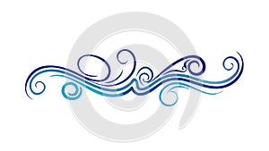 Blue Swirl Wave Pattern Border, Elegant Fluid Design, vector design Generative AI